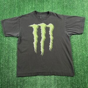 Vintage Monster Energy T-Shirt Men's XL Faded Black Cotton Graphic Claw Logo Y2K